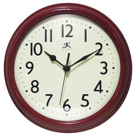 Infinity Instruments Nostalgic 9.5 in. Plastic Clock - Red 20306RD-4544